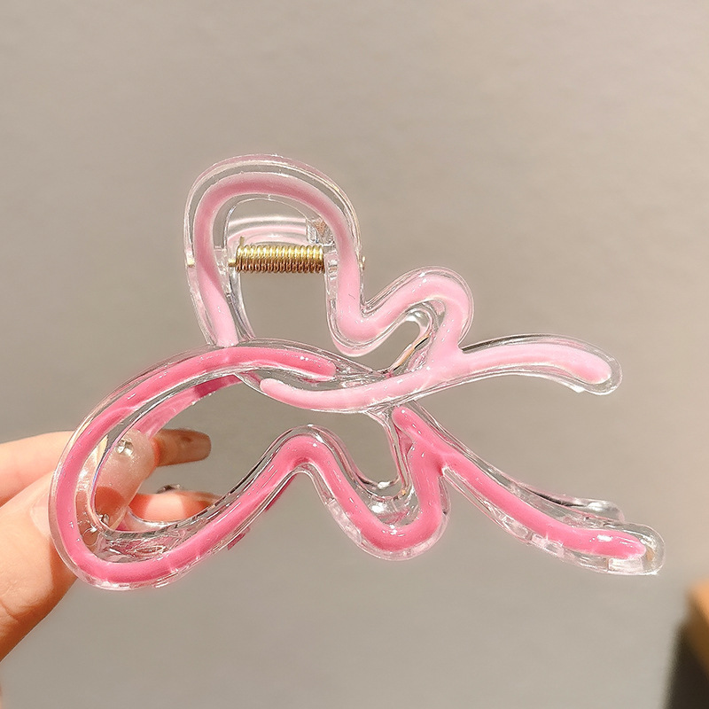 女性の髪のための夏のグラデーションバタフライクリップ、後頭部のためのカラフルなヘアクリップ、大きなサメクリップ、ヘアクリップ|undefined
