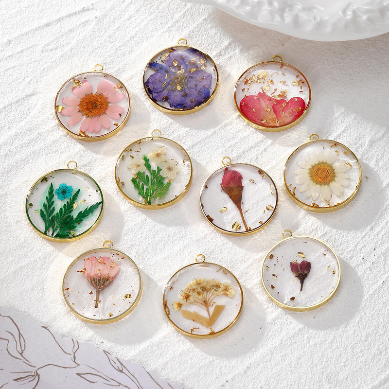 Wangyou Monthly Flower Copper Edge Dried Flower Daffodil Natural Resin Flower DIY Earring Necklace Keychain Accessories Wangyou Monthly Flower Copper Edge Dried Flower Daffodil Natural Resin Flower DIY Earring Necklace Keychain Accessories