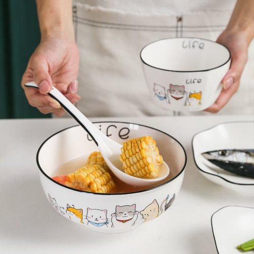 北欧家用陶瓷碗汤碗泡面碗大号饭碗汤盆可爱网红ins餐具组合套装