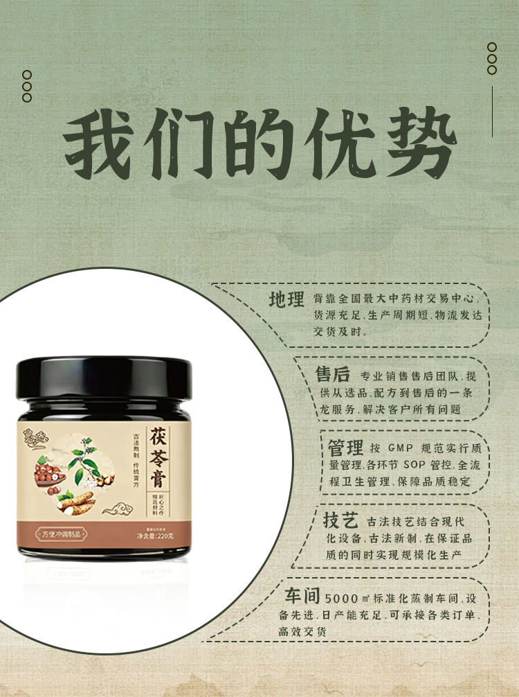 Fu Ling Gao (Poria & Coix Herbal Paste) — Traditional Herbal Paste with Shan Yao & Qian Shi, 220g preparation