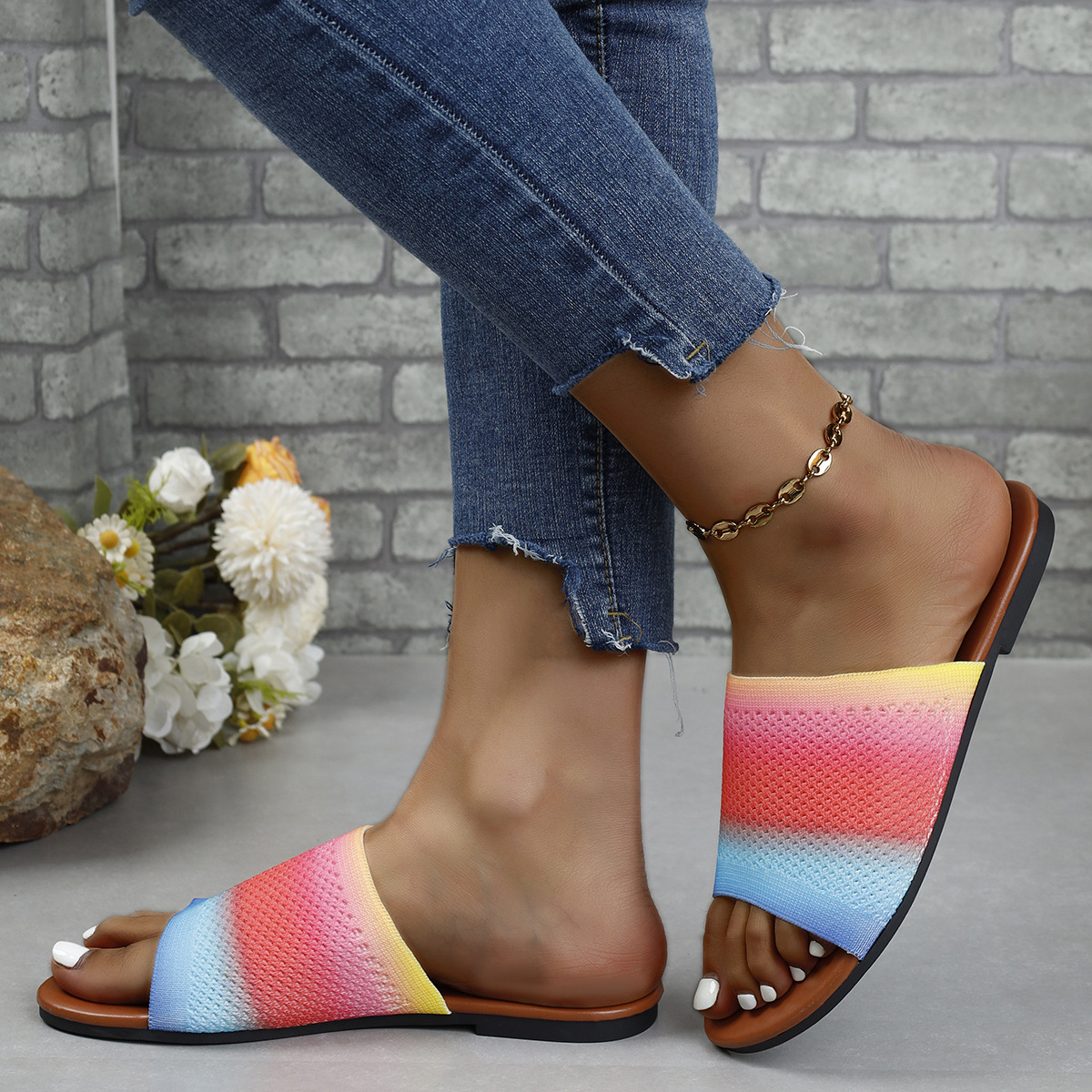Women's Casual Colorful Round Toe Slides Slippers display picture 3