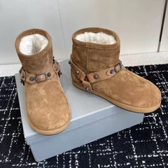 巴家顶版高货原字母25新款加厚羊皮毛一体雪地靴女羊毛短靴大棉鞋