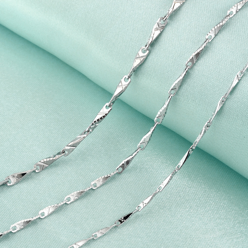 Nuevo collar de viento minimalista transfronterizo s925 versión japonesa y coreana 1.2 cuchillo de dientes de plata XX accesorios collar de moda retro