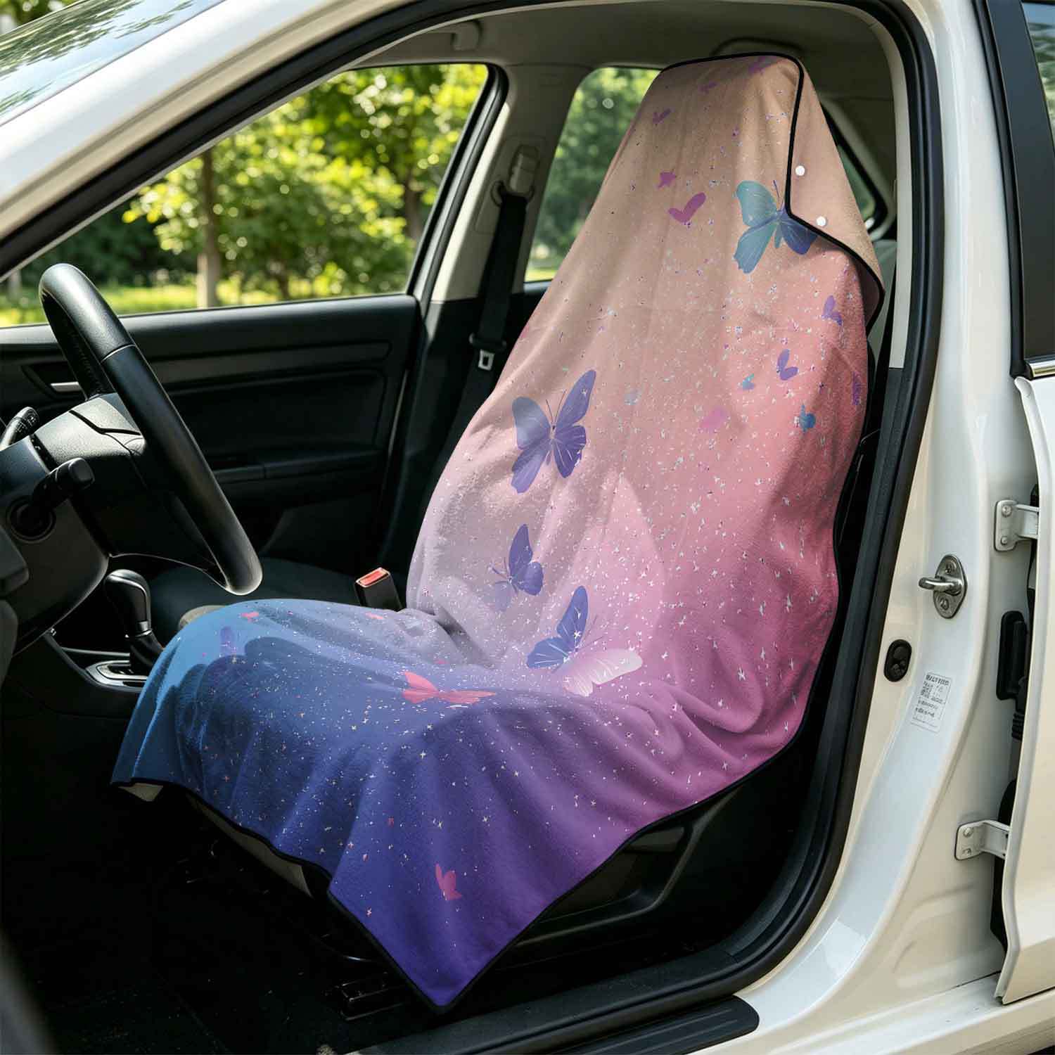 Printed bath towel and car seat cover 2-in-1, ultra-fine fiber outdoor beach and car dual-use universal seat cushion