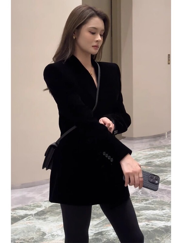 1687 black velvet Chanel style suit jacket for women Spring and Autumn new high-grade super nice temperament French style suit