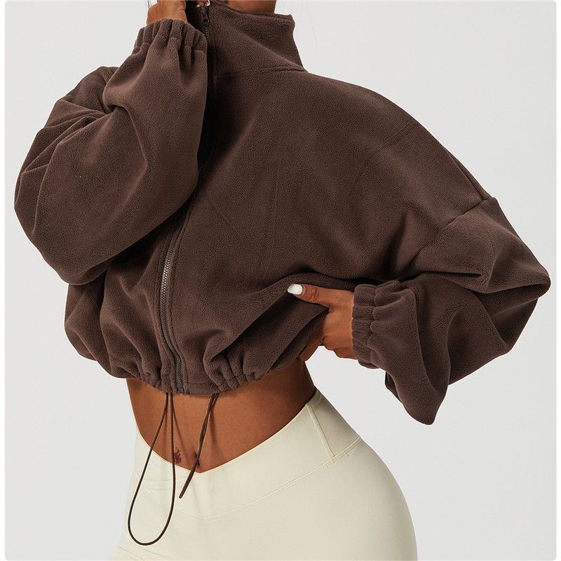 Turtleneck Neckline Simple Style Sport Style Solid Color Linen Polar Fleece Turtleneck Active Tops