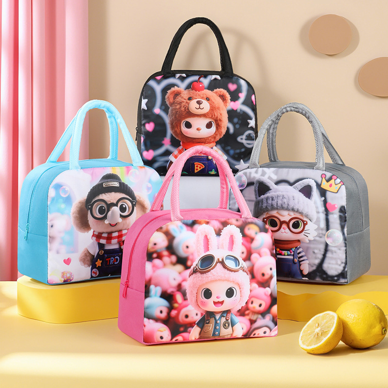 New Cartoon Children Go to School with Lunch Bag, Portable Insulated Bag, Trendy and Cute Pet Lunch Box Bag, Thickened Lunch Bag