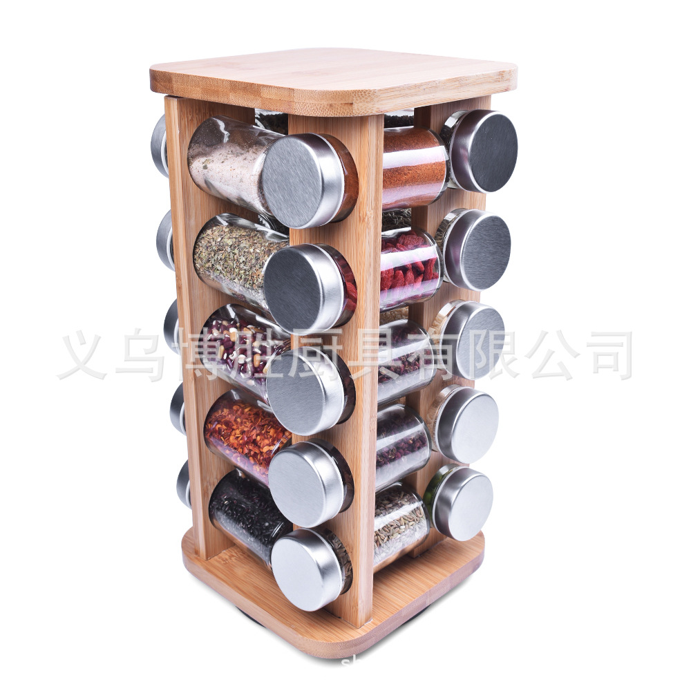 Directo de fábrica Amazon especial para toda la serie de botellas de condimento giratorio de bambú con una variedad de tapa de color se puede seleccionar