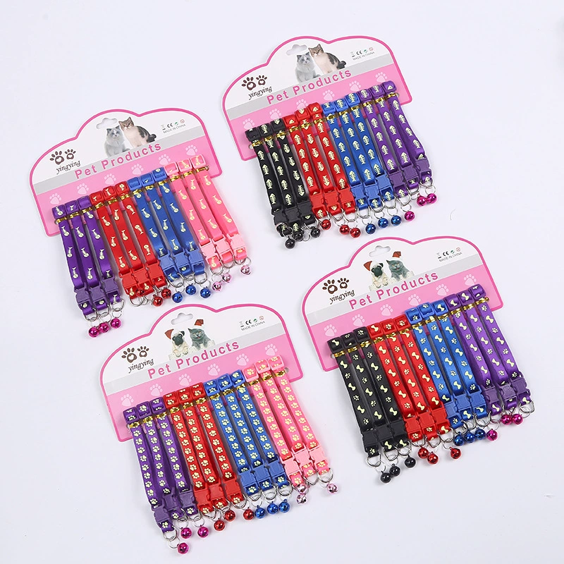 Внешняя торговля цветными питомцами светящийся ошейник креативный печатный ткань для кошек и собак колокольчики, украшенные воротниками, оптом производителей