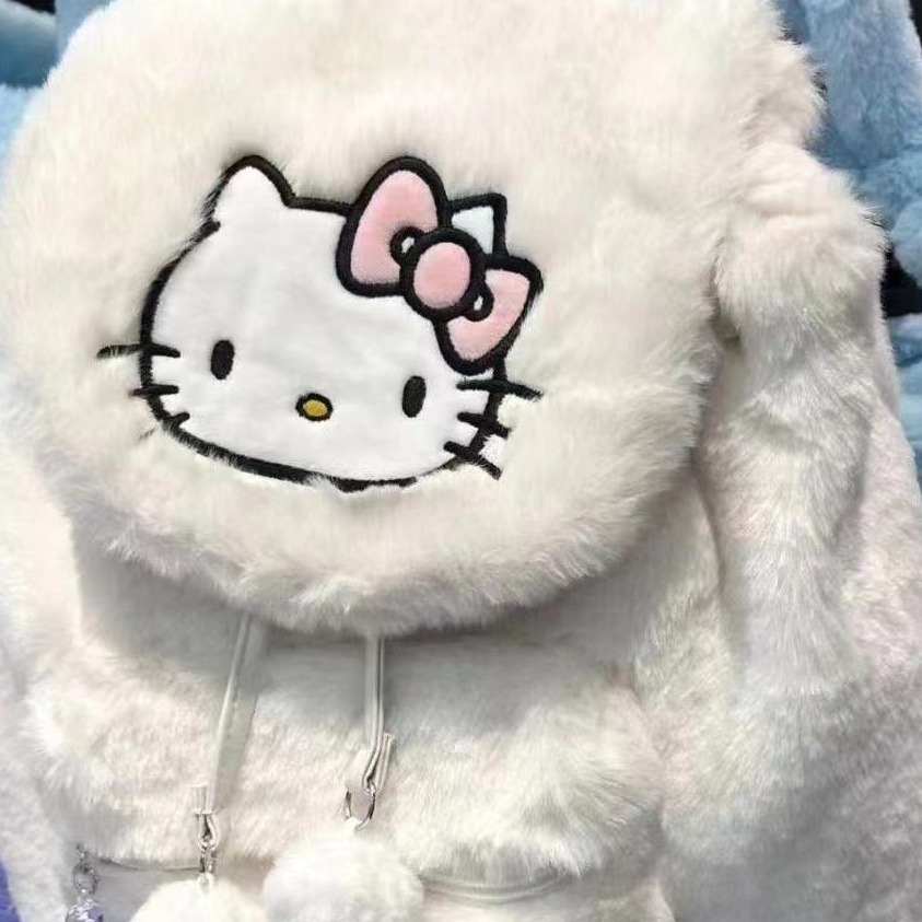 Cute Sanrio plush bag female niche design clamshell backpack Fashion casual Pacha dog Melody backpack