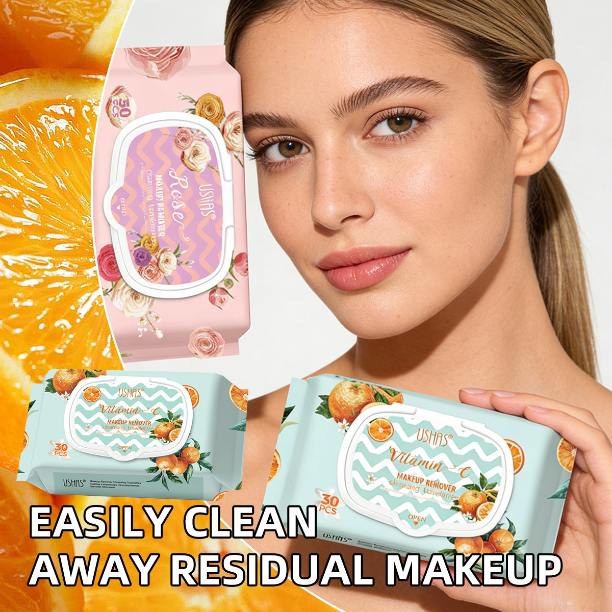 USHAS comercio exterior Europa y Estados Unidos toallitas de eliminación de maquillaje desechables limpias suaves no irritantes HA626