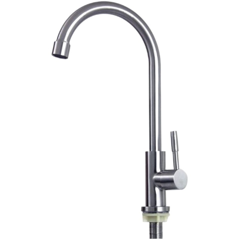 Grifo de balcón, agua fría de un solo tubo, grifo de cocina de acero inoxidable 304, giro de 180 grados, gran curva, venta directa de fábrica