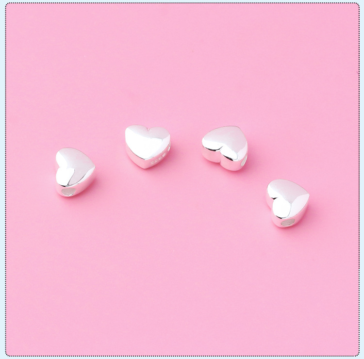 1g Weight Beads Jewelry Making Type 1 Piece 6*6.9mm 925 Sterling Silver Heart Shape Beads