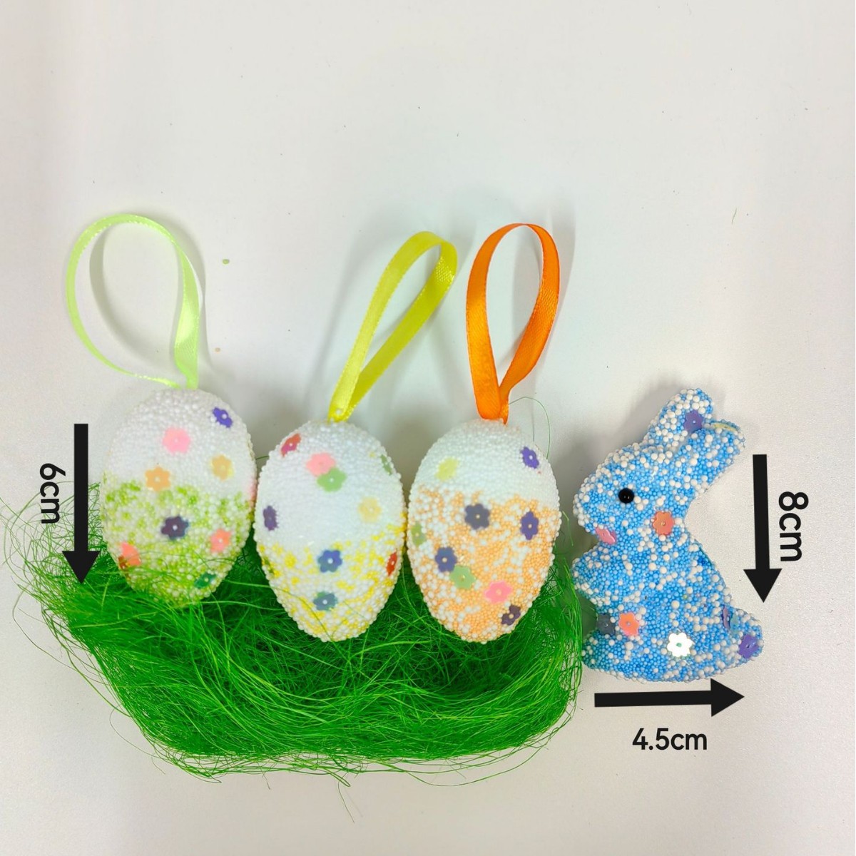 Huevo de Pascua de espuma adornos de conejo colorido lentejuelas adornos de huevo creativo traje de huevo de Pascua