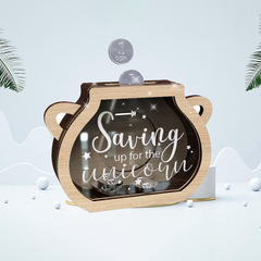 Cross-border exclusive wooden personalized 3D savings bank storage box home crafts cash box coin bank decoration