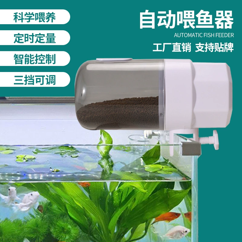 Fish tank feeder white 3 -gear smart timing automatic feeder automatic feeder large -capacity fish feeding
