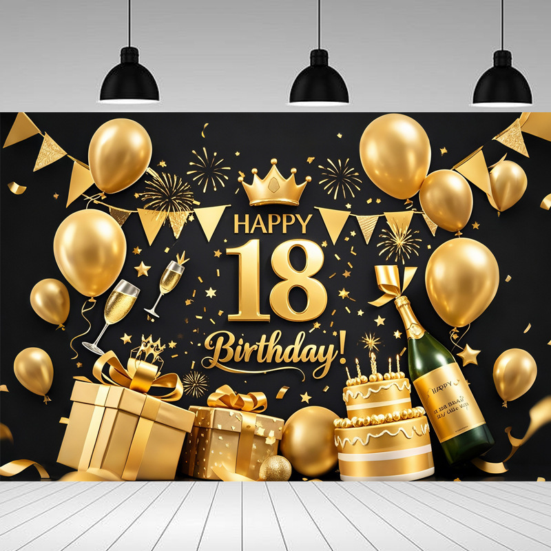 Nueva tela de fondo de feliz cumpleaños transfronteriza, carnaval de fiesta, serie principal de decoración de escenas, banner de cumpleaños