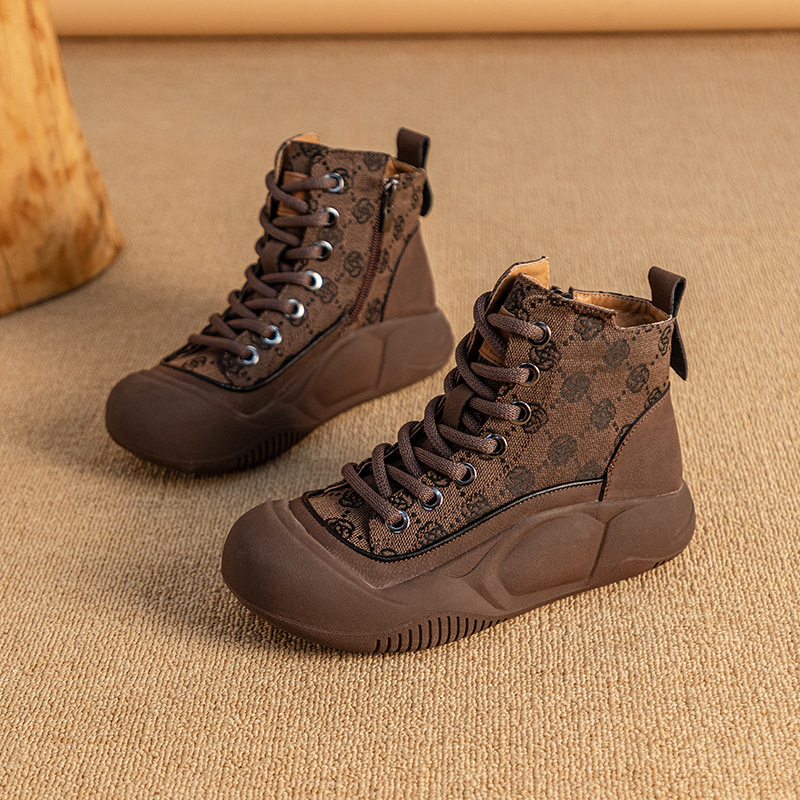 Short Boots 2025 Autumn and Winter New Versatile Casual and Comfortable Fleece-Lined Thick-Soled Boots for Women Large Size Women's Shoes 41-43