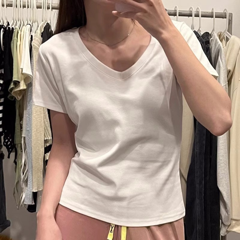 棉质圆领纯色打底衫女春秋冬新款叠穿内搭修身长袖t恤上衣女 |undefined