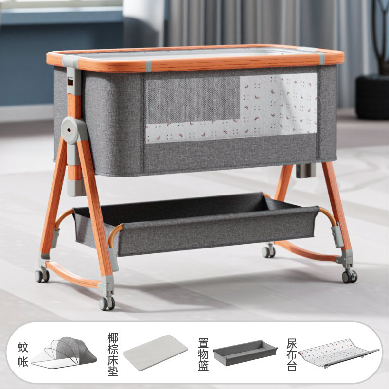 Recién nacido costura gran cama madera grano bebé cuna cama móvil portátil BB cama multifuncional bebé cuna