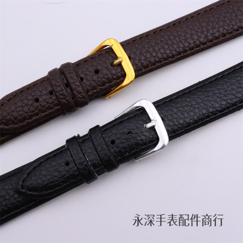 Accesorios de reloj correa de cuero litchi correa de cuero universal para hombres y mujeres 12mm - 22mm correa de hebilla negra marrón