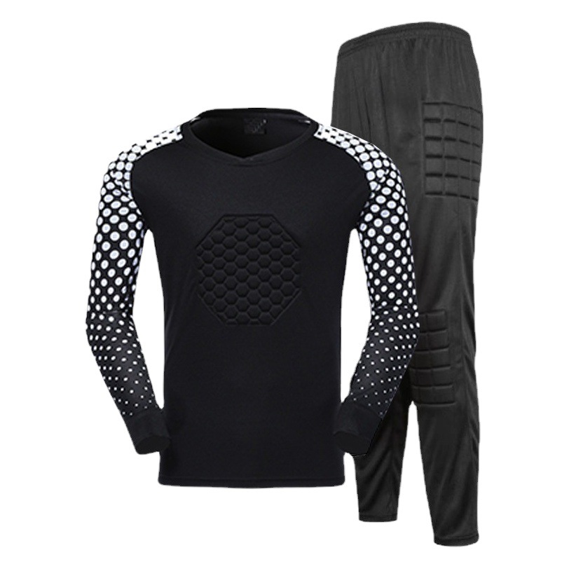 Anti-Collision Chest and Knee Protection Goalkeeper Uniform for Adults and Children, Long-Sleeved Sponge Pads, Competition Training Goalkeeper Uniform Jersey