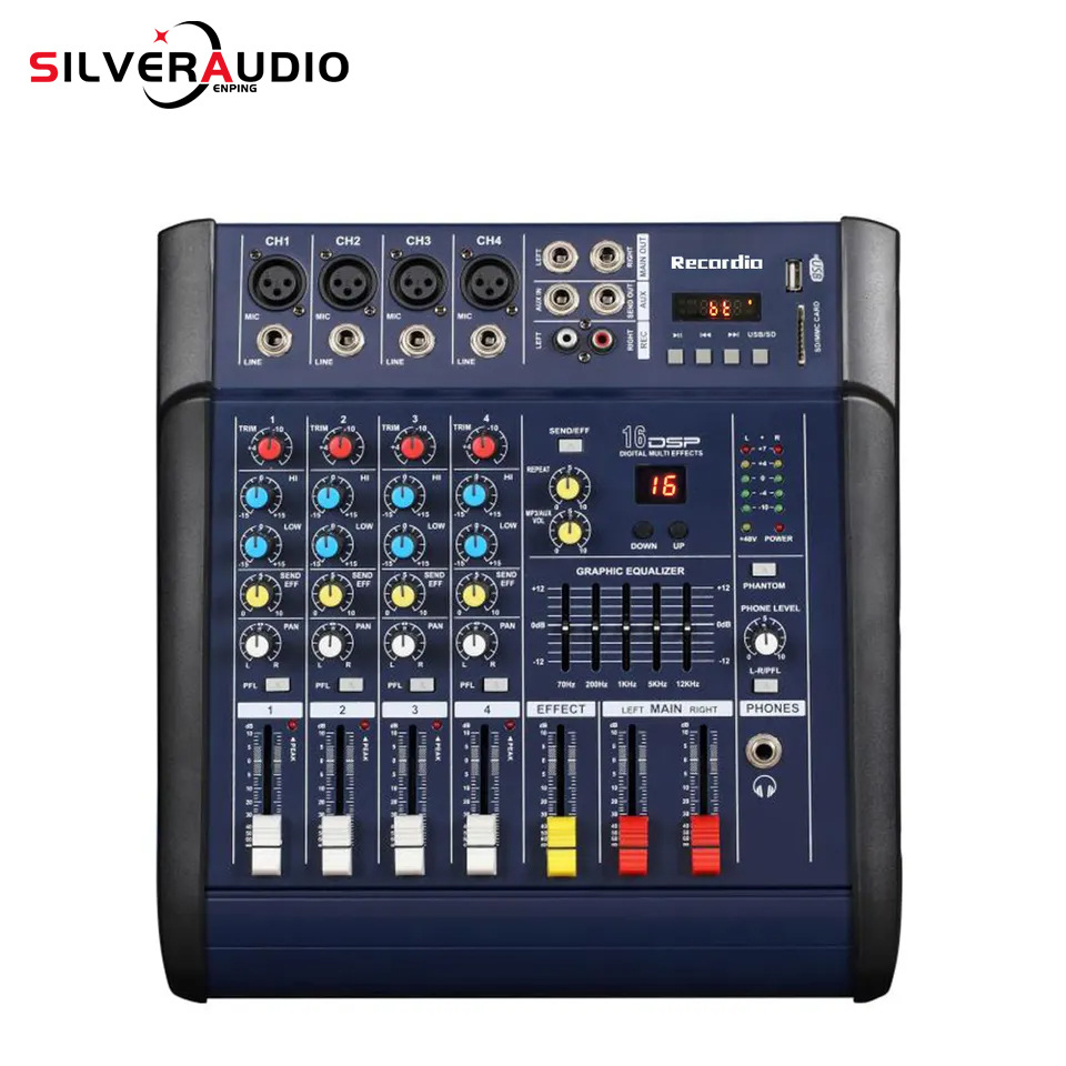 4路调音台 专业带功放的数字音频调音台 KTV会议多通道蓝牙调音台