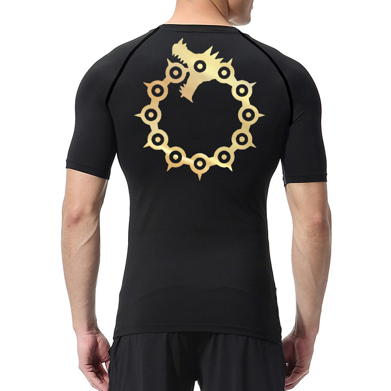Men's Fashion Pattern Tight Shirt Sports Quick Dry T-Shirt T-Shirt Gym Sports Underwear Summer Short Sleeve Sun Protection