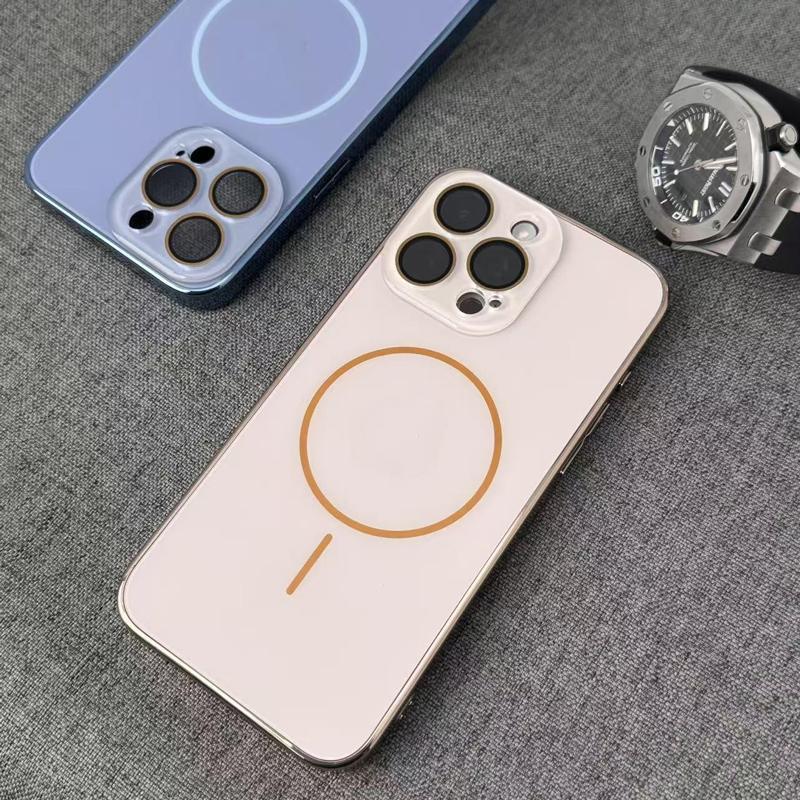 Suitable IPhone 17 Pro Max Phone Case, High-end Electroplated Matte Fine Ring Magnetic Suction Protective Cover For_voghion.com