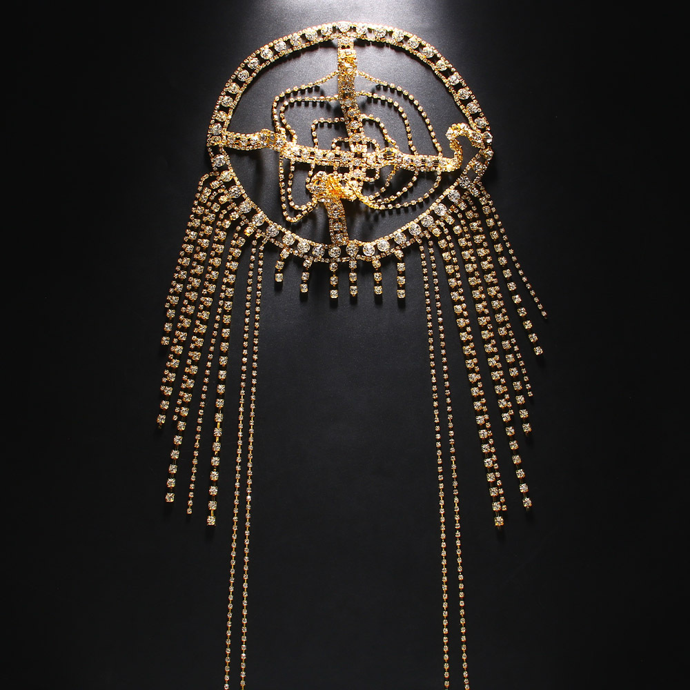 Europa y América nuevo rhinestone borla pelo cadena personalidad hip hop malla tocado accesorios exagerados pelo cadena