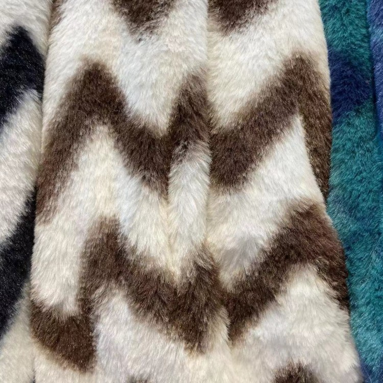 Piel de conejo impreso tela de imitación de piel de conejo W rayas abrigo de tela suéter bolsa hogar textil bufanda tela fábrica en stock