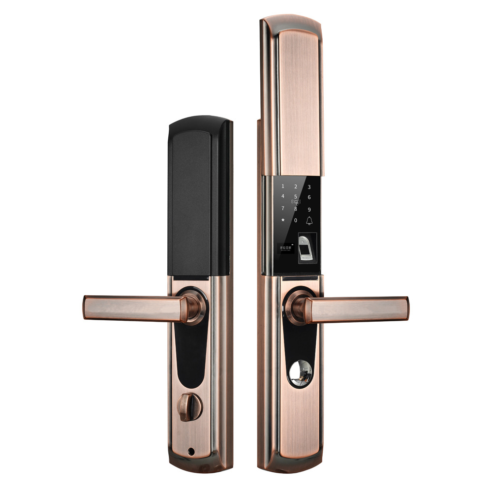 Cerradura clásica deslizante con huella dactilar para uso doméstico, cerradura con contraseña, cerradura con tarjeta magnética, cerradura inteligente antirrobo para puerta, cerradura automática con cubierta deslizante.