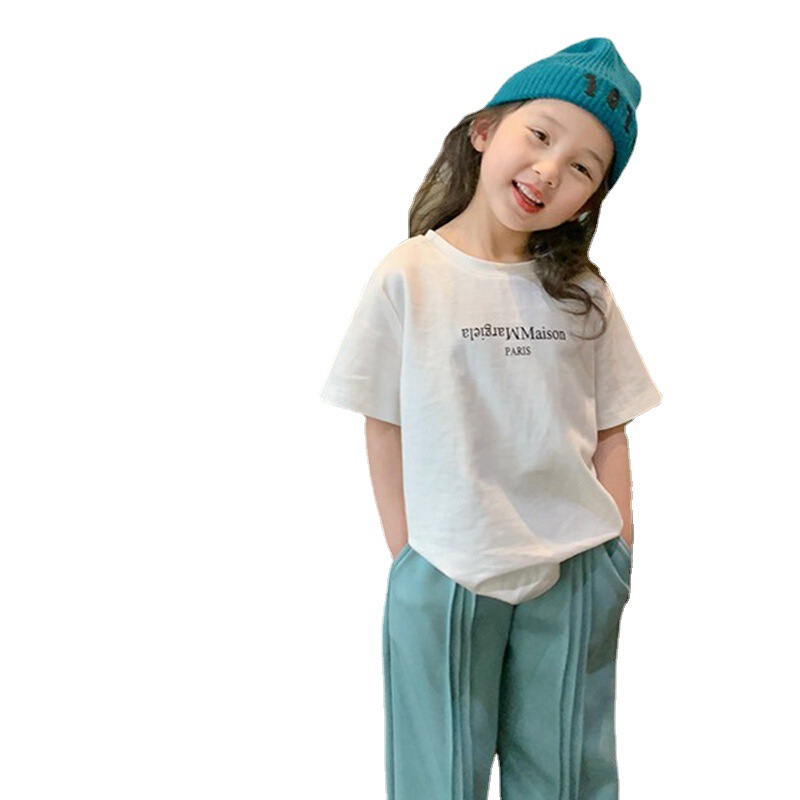 綿の女の子の半袖のtシャツのカジュアルな丸首の底のシャツの夏の韓国版のかわいい子供服の中で大きい子供の上着の卸売り|undefined