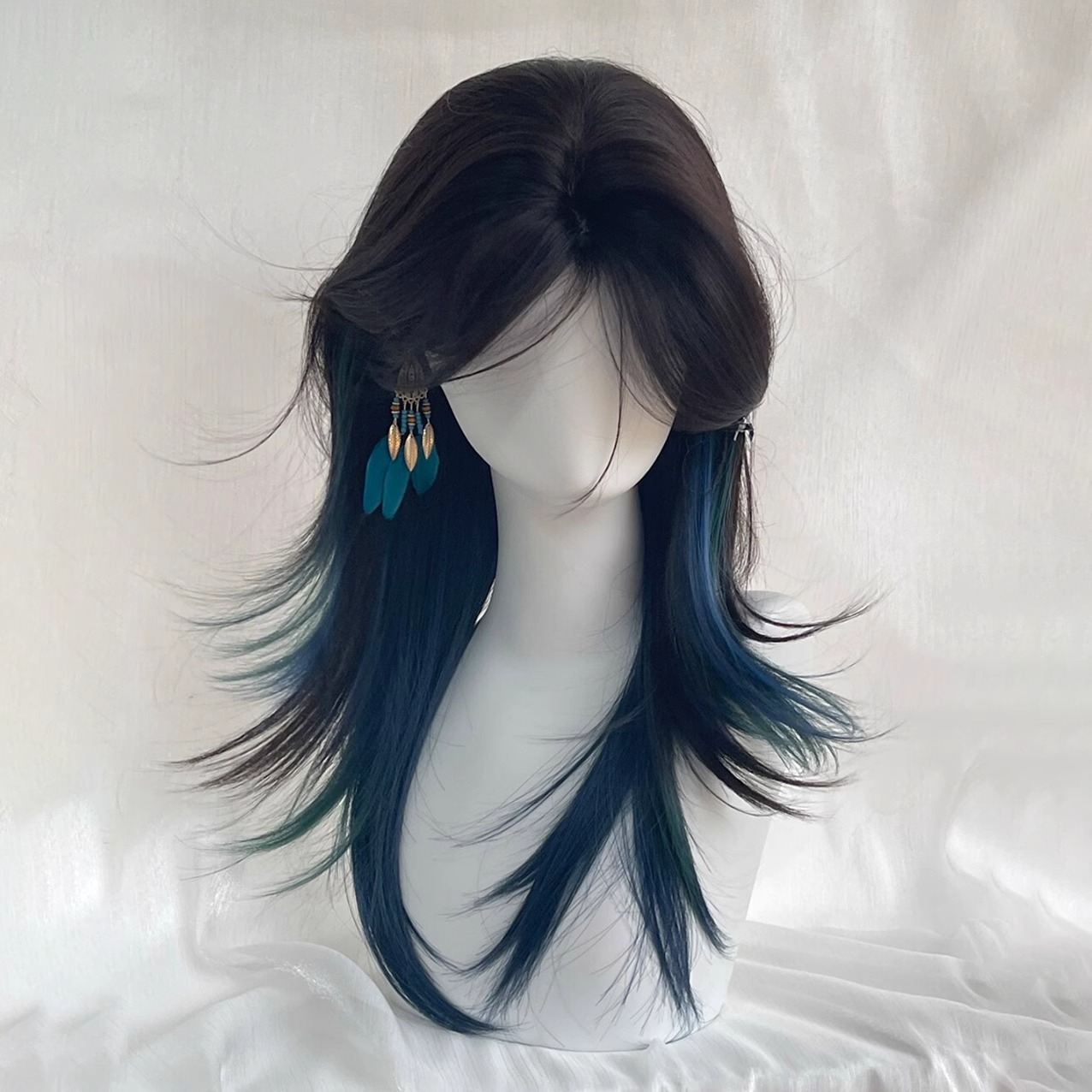 50cm [blue and green highlights] hair delivery network