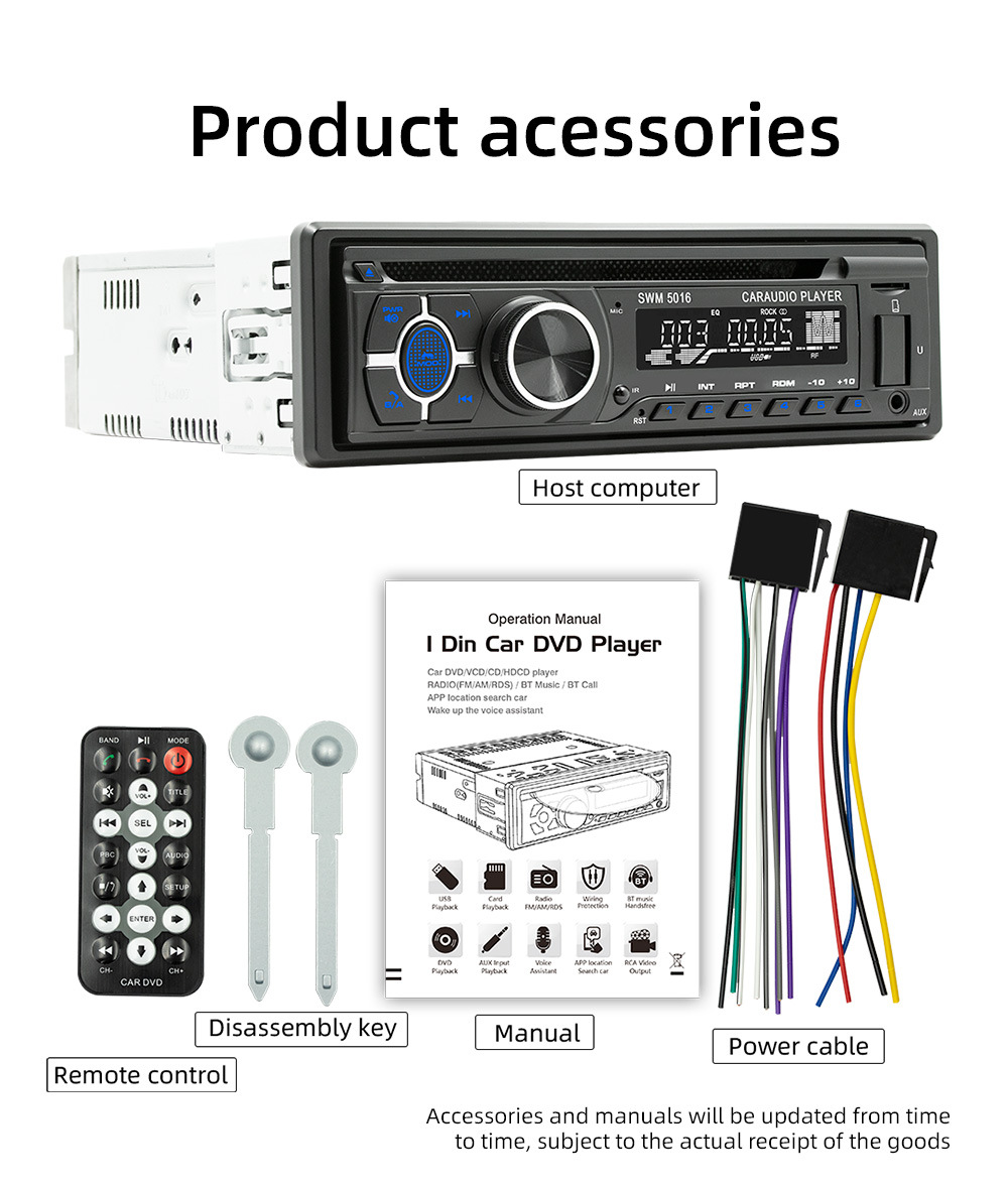 12V Single-Cylinder Car Mp3 Player Positioning Car Multimedia Player Cd/Vcd/Dvd Card Radio