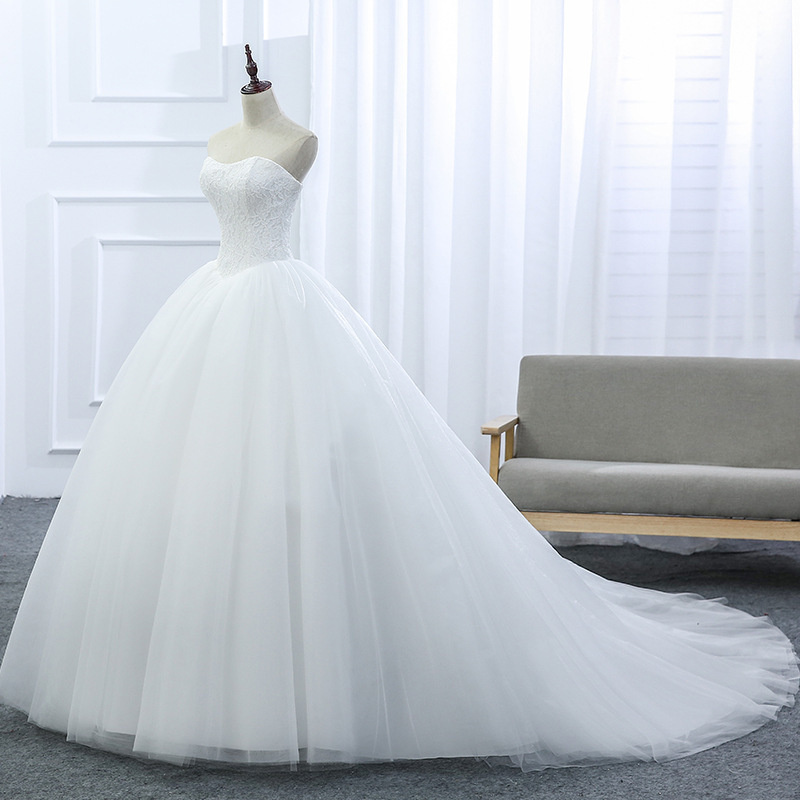 2022 nuevo vestido de novia de peito limpio, vestido de boda, hilo principal, temperamento simple de viaje, vestido blanco image 7