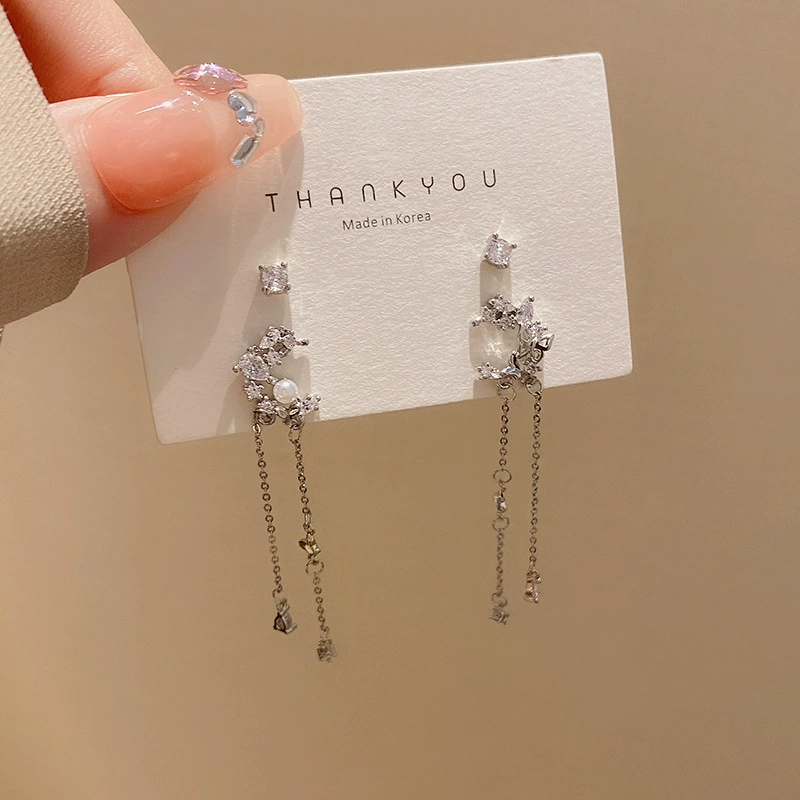 Small set, fashionable design earrings, silver 925 sample, simple and elegant design, light luxury style, high-quality style, trend of season