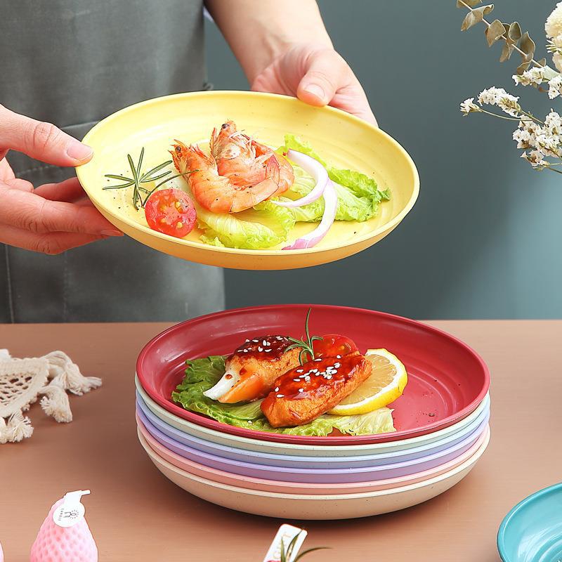 Younis小麥秸稈17.5cm吐骨盤子家用垃圾盤水果盤零食盤小吃盛裝盤