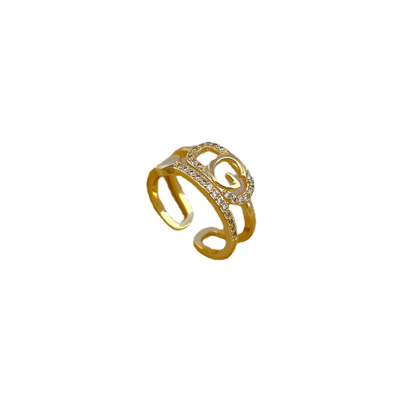 Open brief Damesmode Licht ingelegde luxe ring Wijsvingerring Internetberoemdheid Koude wind_voghion.com