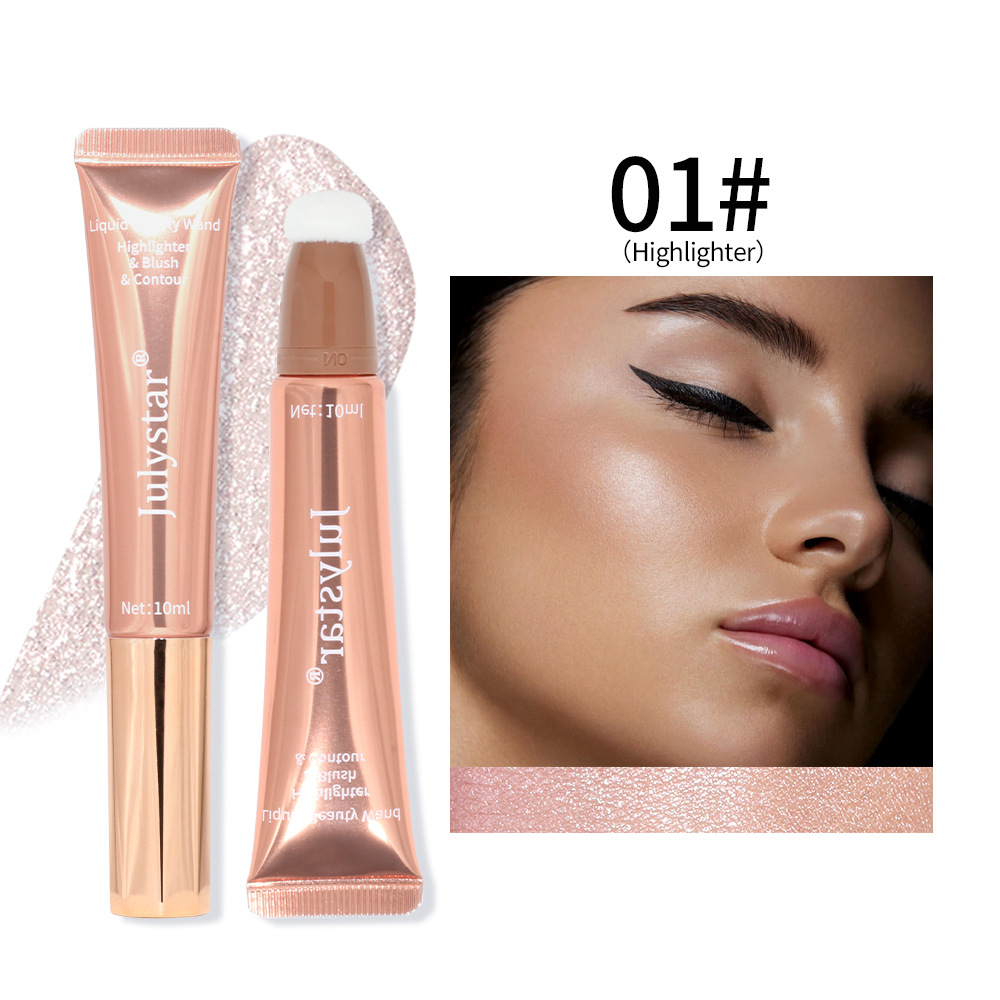 Cross-border liquid blush Highlighter contouring pen Pearlescent fine Shimmering matte beauty stick Natural brightening cushion Blush stick undefined