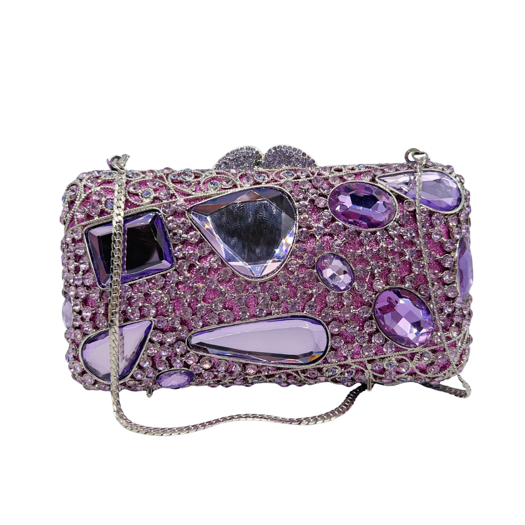 Túi clutch nữ đính đá dạ hội phong cách Châu Âu — màu vàng, màu tím, Tùy chỉnh các màu khác chi tiết 5
