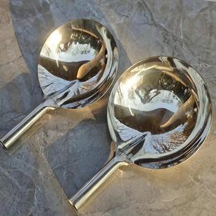 Thickened Kitchen Household Traditional Spoon for Serving Food, Wooden Large Soup Ladle, Stainless Steel Large Integrated Ladle for Cafeteria