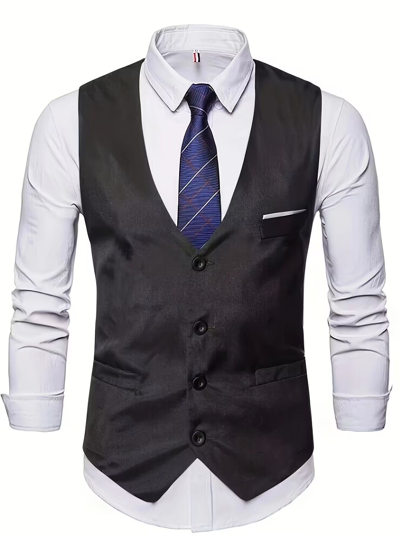 Código europeo transfronterizo nuevo estilo primavera y otoño casual para hombres color sólido sin planchar moda ciudad de trabajo chaleco de traje de hombre
