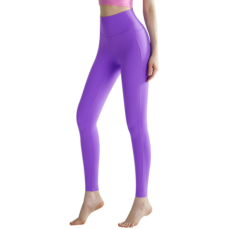 LAHN desnudo sensación de piel deportiva pantalones de cintura alta para mujeres sin líneas embarazosas anti-arrollador pantalones de gimnasio delgados verano