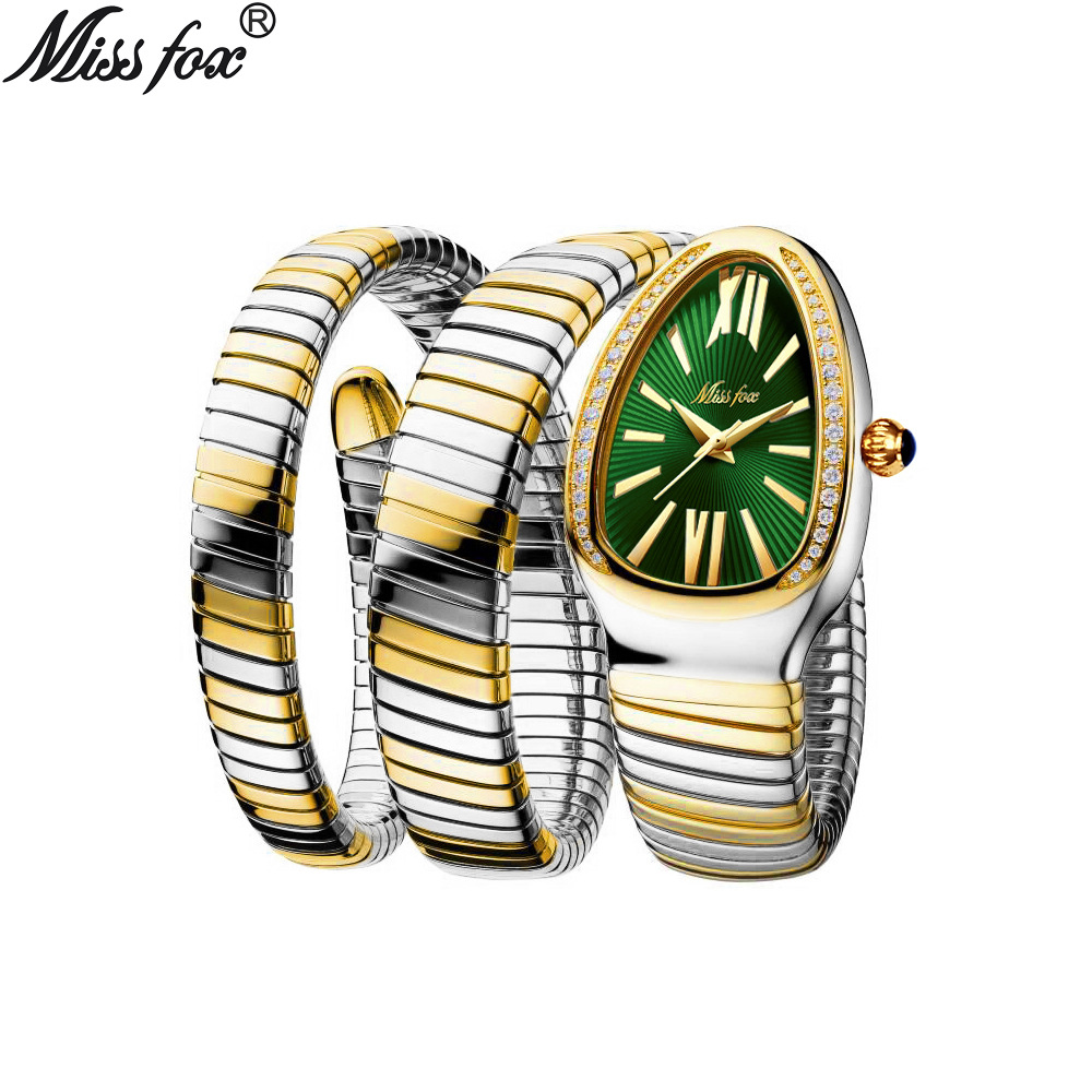 MISSFOX Watch Live Hot High-End Fashion ins personalidad serpiente en forma de serpiente enrollamiento reloj pulsera de tres anillos