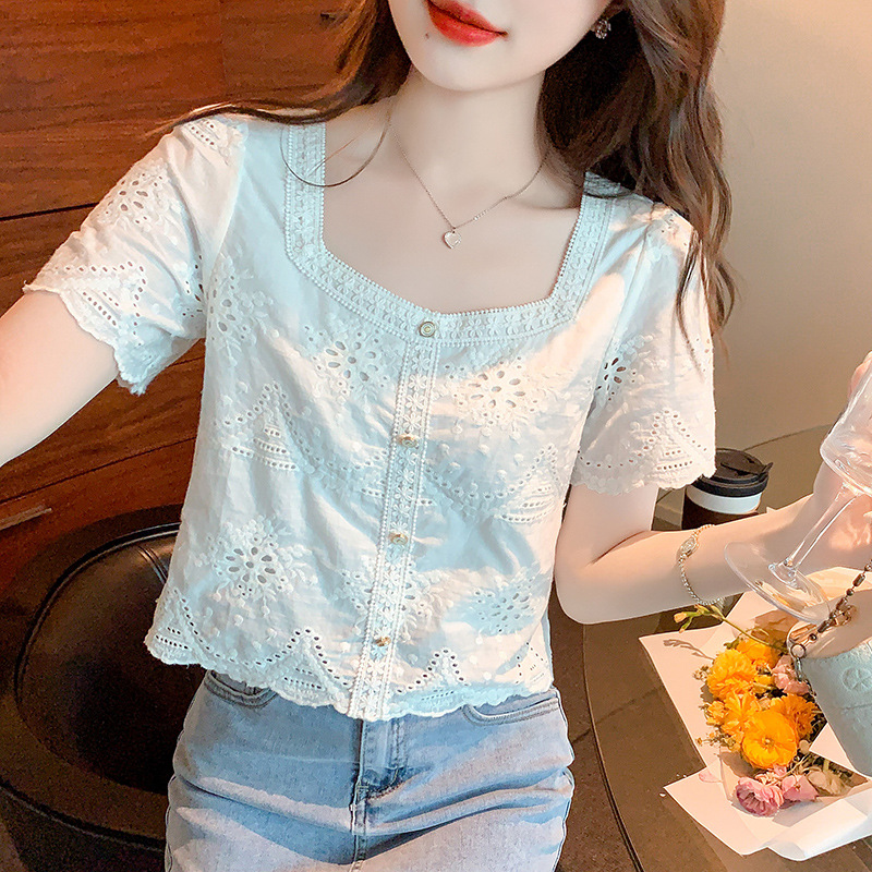 lace silk body-friendly summer fashionable shiffon T-shirt