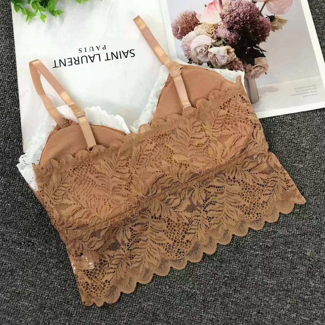 Nuevo encaje de alta elasticidad de alta calidad, chaleco de mujer sin anillo de acero, bra de yoga, ropa interior deportiva, mujer al por mayor