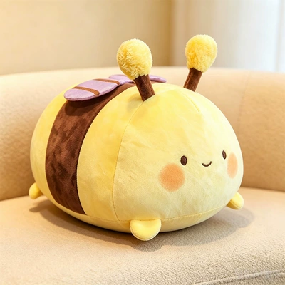 Super soft and elastic little bee plush toy, insect doll, birthday gift, claw machine prize, wholesale (Oyuncaq yastıqlar) - bee-pillow-30cm03kg
