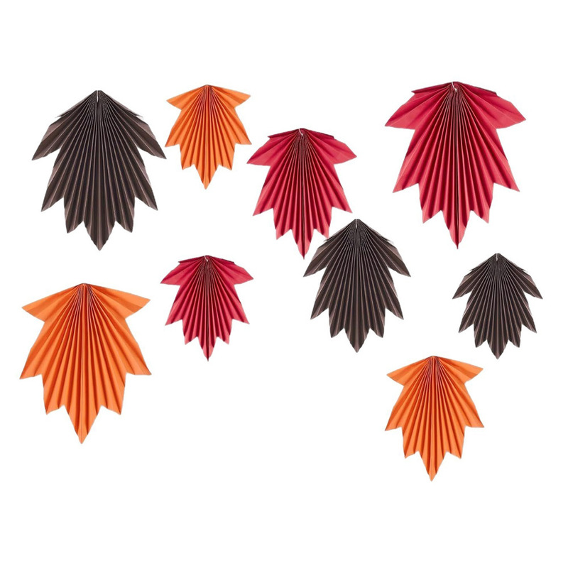 Amazon Autumn Theme Maple Leaf Shape Paper Fan Decoration Thanksgiving Party Hanging Photo Scene Arrangement Hanging Decoration