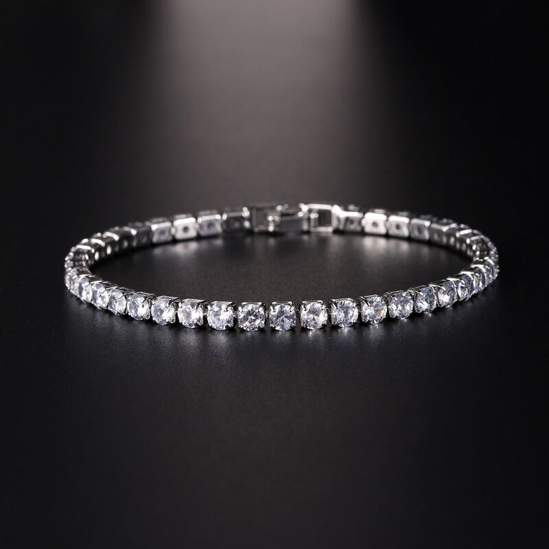 European and American Cross-Border Douyin Live Supply Fashion Accessible Luxury 4mm Zircon Bracelets Men's and Women's Tennis Bracelets Hand Accessories Wholesale